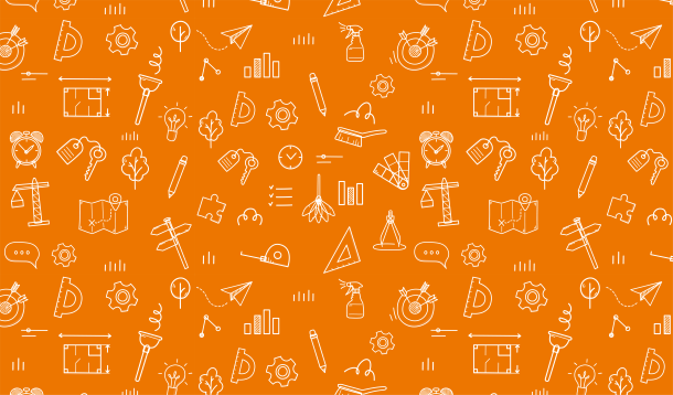 Orange pattern made up of careers icons