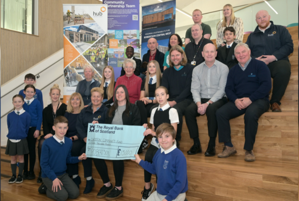 Robertson Construction Central West donate £15,000 to local community groups in partnership with North Lanarkshire Council as part of the new Chryston Community Hub project