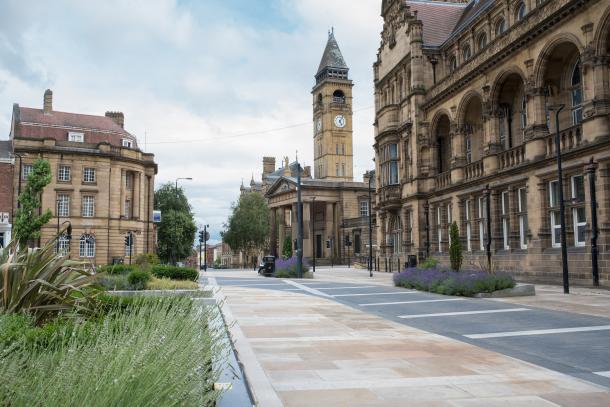 Wakefield town centre, where Robertson Facilities Management (RFM) provides hard FM services for the council