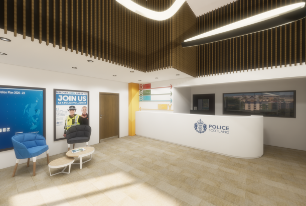 Graphic of refurbished interior of London Road police station