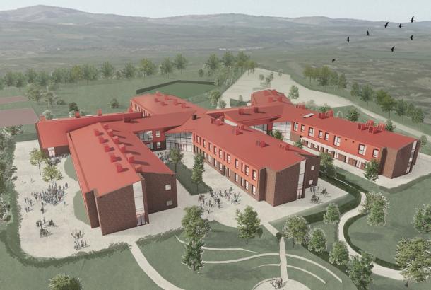 Construction of Mynydd Isa high school campus, North Wales