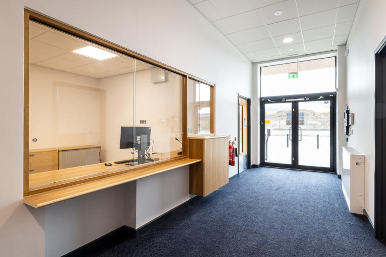 Reception area at the new Hawthorns Primary School, delivered by Robertson Construction North West for Tameside Council