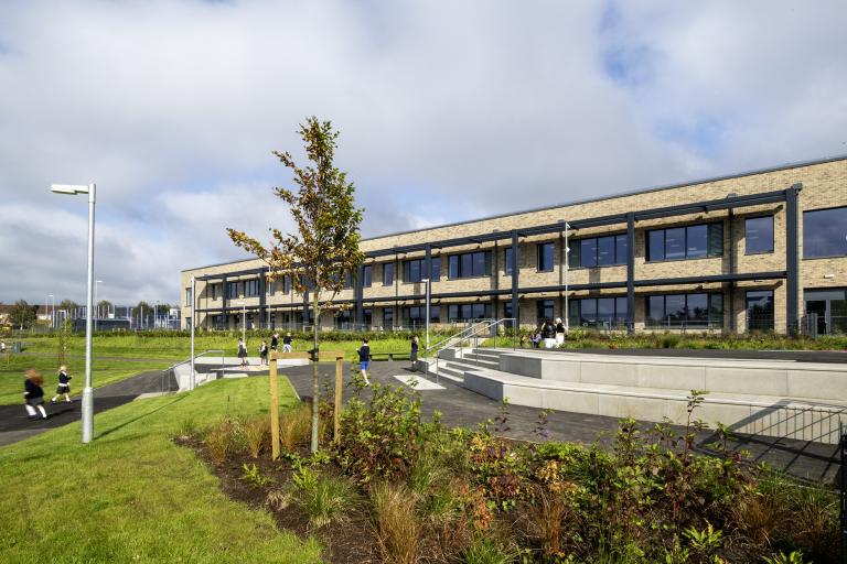 Montgomerie Park passivhaus Primary School rear playground