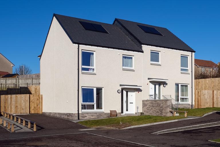 Energy-efficient homes at the Kennoway development, delivered by Robertson Construction for Fife Council