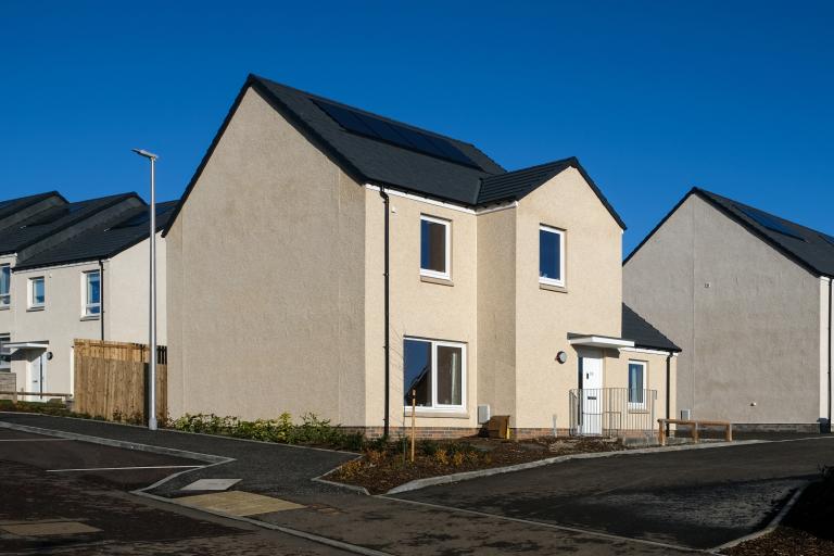 Energy-efficient homes at the Kennoway development, delivered by Robertson Construction for Fife Council